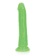 Load image into Gallery viewer, Glow-in-the-Dark Neon Green 7&quot; RealRock Slim Dildo - Suction Cup &amp; Harness Compatible
