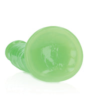 Load image into Gallery viewer, Glow-in-the-Dark Neon Green 7&quot; RealRock Slim Dildo - Suction Cup &amp; Harness Compatible
