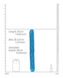 Neonblau 15" Leuchtender Doppel-Dong von Shots Realrock