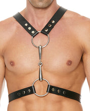 Load image into Gallery viewer, Fetish Fashion Men&#39;s Adjustable Harness with Metal O-Rings Black
