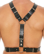 Carregue a imagem no visualizador da Galeria, Fetish Fashion Cinto Ajustável Masculino com Argolas O de Metal Preto
