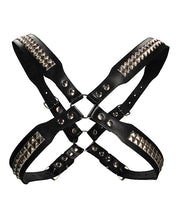 Load image into Gallery viewer, Men&#39;s Black Pyramid Studded Body Harness by Shots Uomo
