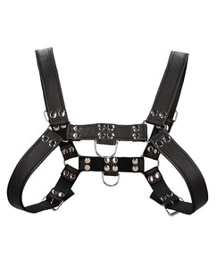 Bulldog Leather Chest Harness for Men Large XLarge Black