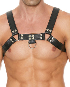 Bulldog Leather Chest Harness for Men Large XLarge Black