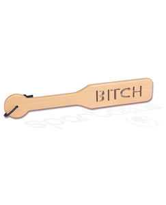 Spartacus Zelkova Holz Spanking Paddle mit Bitch-Ausschnitt