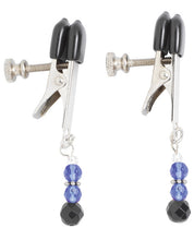 Indlæs billede i gallerifremviser, Spartacus Adjustable Blue Beaded Nipple Clamps with Broad Tips
