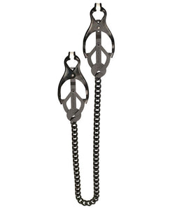 Spartacus Elegant Black Butterfly Nipple Clamps with Chain