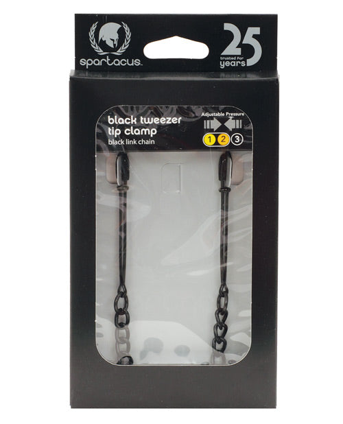 Spartacus Adjustable Black Nipple Clamps with Sensation Chain