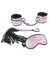 Kit de bondage din piele ecologică roz Spartacus cu restricții