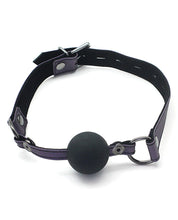 Load image into Gallery viewer, Galaxy Legends Silicone Ball Gag with Faux Leather Strap Purple
