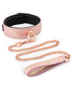 Spartacus Pink Snake Print Mikrofaser Halsband- und Leinen-Set