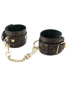 Ankle Restraints with Faux Fur Lining - Floral Brown Design