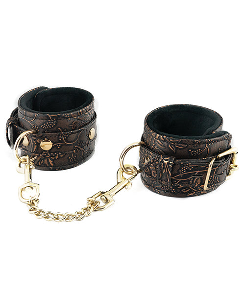 Ankle Restraints with Faux Fur Lining Floral Brown Design