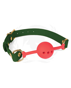 Spartacus 46mm Silicone Ball Gag with Green PU Straps