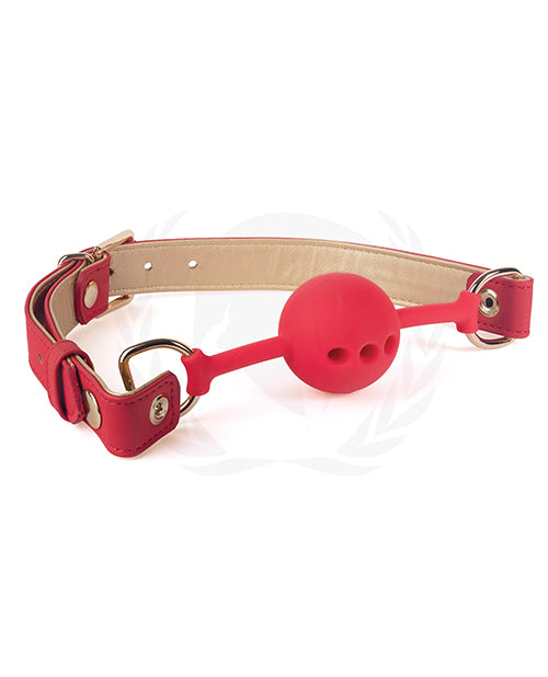 Spartacus 46 mm Silicone Ball Gag with Red Gold Straps