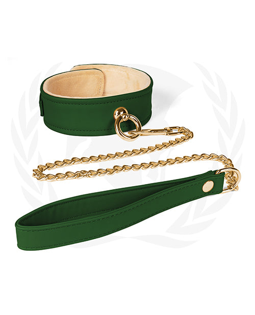 Spartacus Soft-Furred PU Collar with Metal Chain Leash