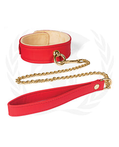 Spartacus Soft-Furred PU Collar With Metal Chain Leash