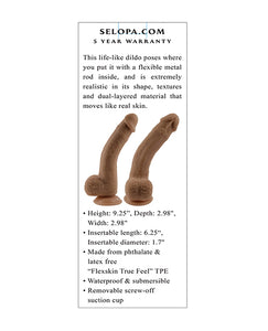 Realistisk 7" Flexskin Dildo - Mörk Utgåva