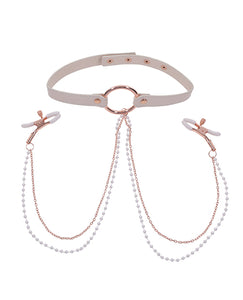 Peachy Pleasure Collar With Nipple Teasers For Intimate Fun