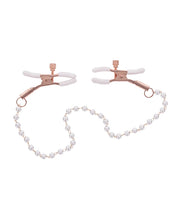 Load image into Gallery viewer, Rose Gold Pearl Nipple Clamps for Sensual Play Luxury
