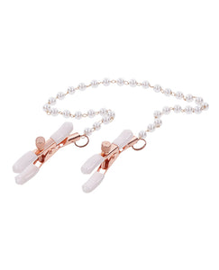 Rose Gold Pearl Nipple Clamps for Sensual Play Luxury