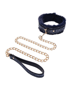 Regal Blue Faux Fur Collar & Leash Set for Stylish Pets