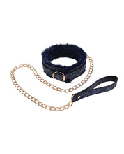 Load image into Gallery viewer, Regal Blue Faux Fur Collar &amp; Leash Set for Stylish Pets
