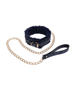 Regal Blue Faux Fur Collar & Leash Set for Stylish Pets