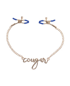 Stylish Blue Cougar Nipple Clamps with Adjustable Tension