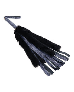 Flogger din blană artificială de lux albastru regal pentru jocuri elegante