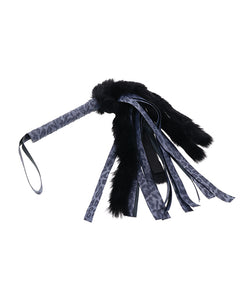 Flogger din blană artificială de lux albastru regal pentru jocuri elegante