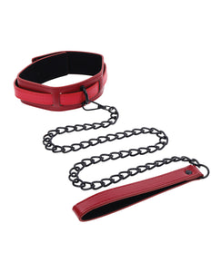 Dominant Desire Red & Black Collar and Leash Set for Control