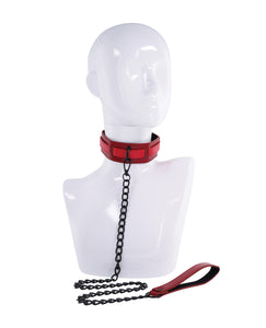 Dominant Desire Red & Black Collar and Leash Set for Control