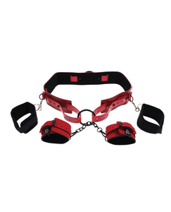 Bound & Belted Elegance: Ex's & Oh's Red/Black Restraint Belt