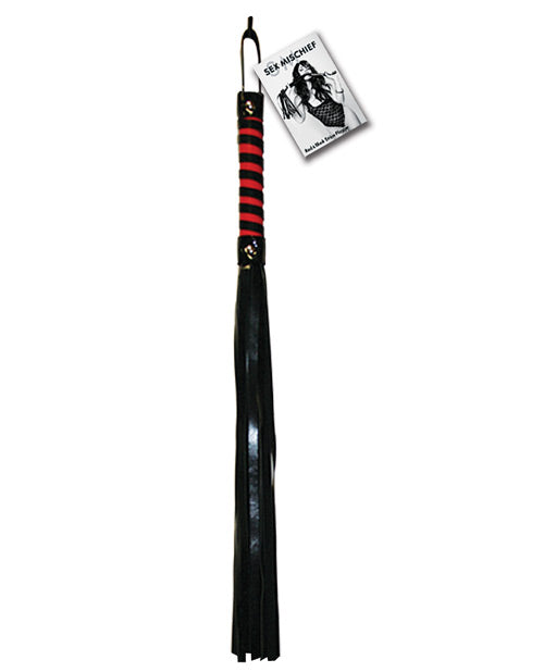 Candy Cane Striped Flogger - Black/Red for Impact Play