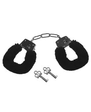 Load image into Gallery viewer, Fur-Lined Black Handcuffs for Playful Couples Fun
