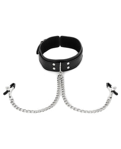 Vegan Leather Nipple Clamp Collar Set for Elegant Stimulation