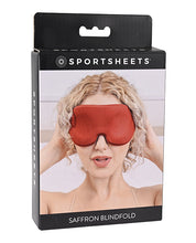 Load image into Gallery viewer, Saffron Sensory Veil Luxury Blindfold for Enhanced Experiences
