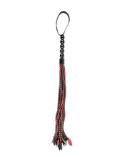 Load image into Gallery viewer, Saffron Whip Flogger - Red and Black for Impact Play
