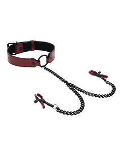 Seductive Saffron Bondage Collar with Nipple Clamps Set