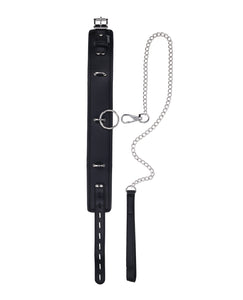 Dominance Duo Padded Black Collar and Leash Set for Control