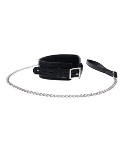 Dominance Duo Padded Black Collar and Leash Set for Control