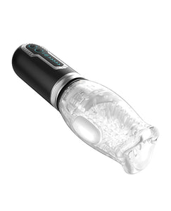 Masturbateur Oral de Luxe avec Poussée, Rotation et Vibration - Noir