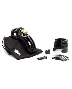 Kit de cușcă de castitate curbată Ultimate Curve de 3,75 inci, negru