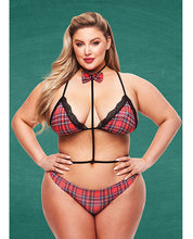 Load image into Gallery viewer, Baddie Schoolgirl Ensemble with Bow Tie &amp; Panty in Red/Black M/L
