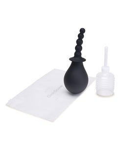 CleanScene Juego de ducha anal con cuentas suaves y exprimibles de 4 piezas con base acampanada