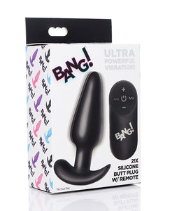 ¡Bang! Plug anal de silicona vibrante 21x con control remoto