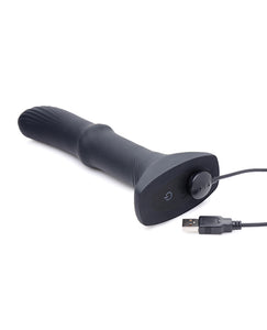 Vibrator din silicon cu arbore glisant ThunderPlugs cu telecomandă - negru