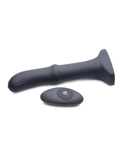 Vibrator din silicon cu arbore glisant ThunderPlugs cu telecomandă - negru