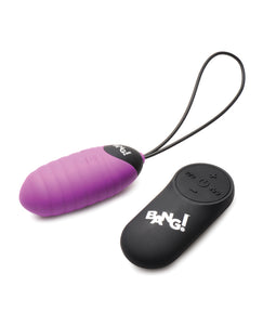 Ovo vibrante de silicone com nervuras 28X controlado remotamente - Roxo Profundo